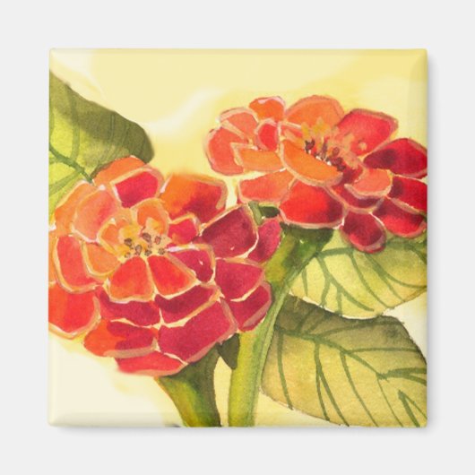 Rode Zinnias Magneet (Voorkant)
