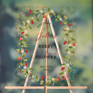 Rode Zoete Aardbei Wilde Bloem Krans Baby Shower Acryl Bord