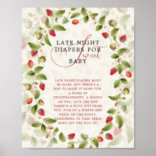 Rode Zoete Aardbei Wilde Bloem Krans Baby Shower Poster