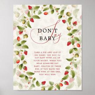 Rode Zoete Aardbei Wilde Bloem Krans Baby Shower Poster