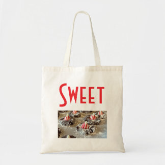 Rode zoete canvas tas met koekje afbeelding