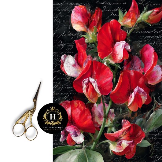 Rode Zoete Erwt Bloemendecoupage Tissuepapier