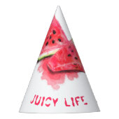 Rode zoete juicy watermeloenen — gebak — vers feesthoedjes (Voorkant)