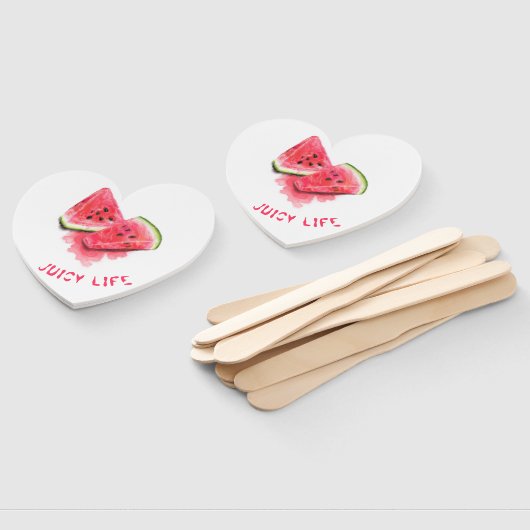 Rode zoete juicy watermeloenen - Tasty - Tekening Handwaaier (Niet-gemonteerd)