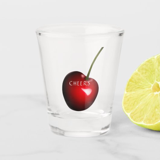 Rode zoete kers - Smakelijk - Proost Shot Glas (Voorkant)
