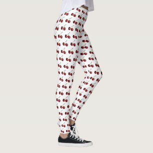 Rode zoete kersen - Kies uw kleur - wit Leggings