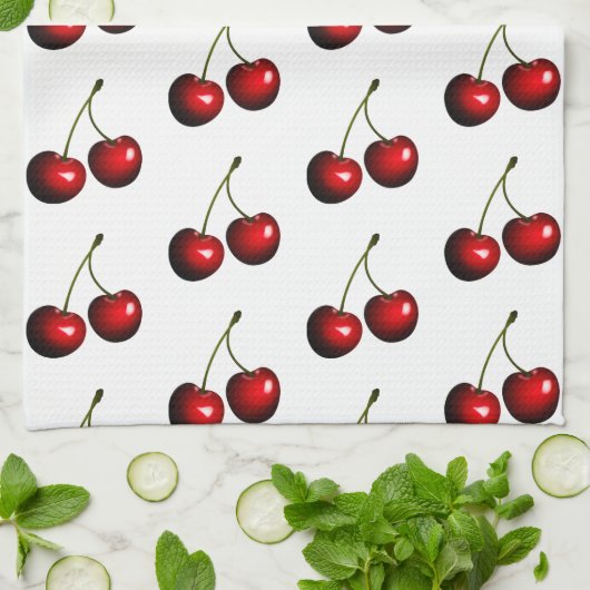 Rode zoete kersen theedoek (Gevouwen)