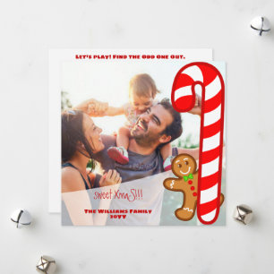 Rode zoete Kerst Gingerbread-Suikerstokje-Odd One  Feestdagenkaart