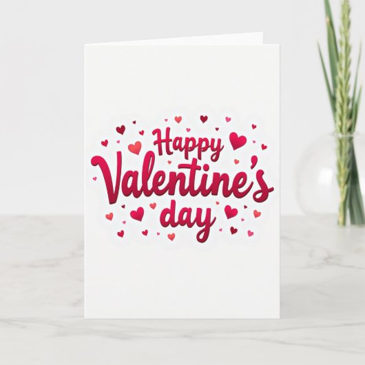 Rode Zoete Script Hartjes Valentijnkaart Kaart (Voorkant)