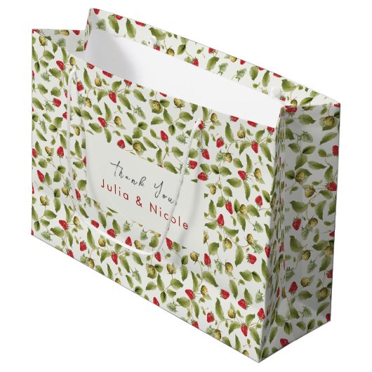 Rode Zoete Wilde Aardbeibloemen Bruiloft Groot Cadeauzakje (Voorkant Gekanteld)