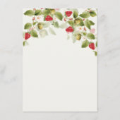 Rode Zoete Wilde Aardbeibloemen Bruiloft Menu (Achterkant)