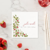 Rode Zoete Wilde Aardbeibloemen Bruiloft Servet (Insitu)