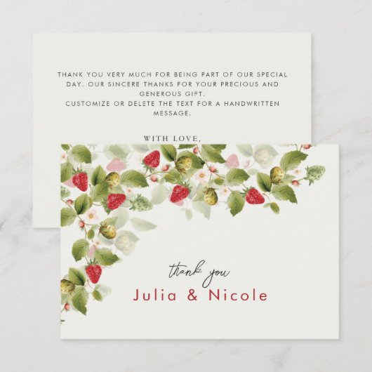 Rode zoete wilde aardbeien bloemen bruiloft (Voorkant / Achterkant)