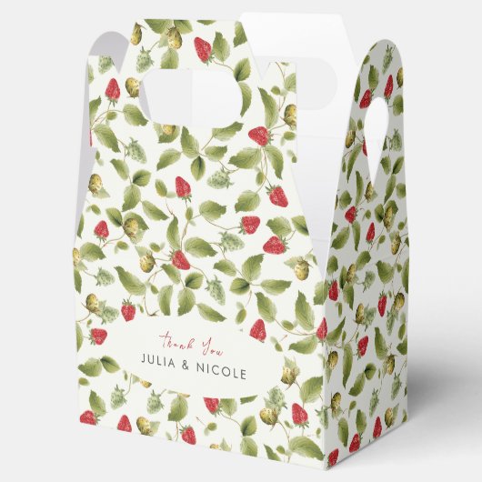 Rode zoete wilde aardbeien bloemen bruiloft bedankdoosjes (Geopend)