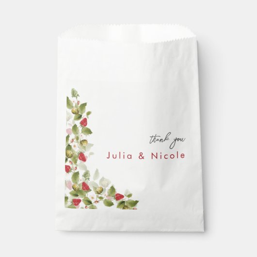 Rode zoete wilde aardbeien bloemen bruiloft bedankzakje (Voorkant)