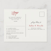 Rode zoete wilde aardbeien bloemen bruiloft briefkaart (Achterkant)