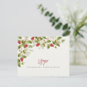 Rode zoete wilde aardbeien bloemen bruiloft briefkaart (Staand voorkant)