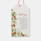 Rode zoete wilde aardbeien bloemen bruiloft cadeaulabel (Voorkant)