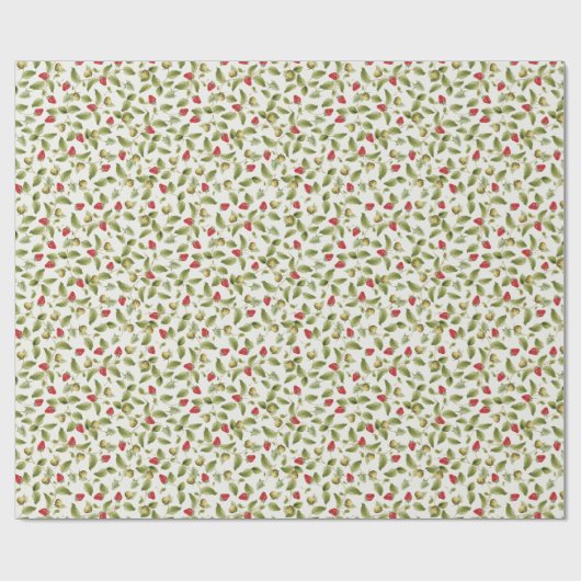 Rode zoete wilde aardbeien bloemen bruiloft cadeaupapier (Vlak)