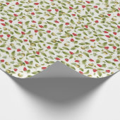 Rode zoete wilde aardbeien bloemen bruiloft cadeaupapier (Hoek)