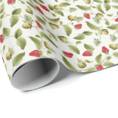 Rode zoete wilde aardbeien bloemen bruiloft cadeaupapier (Rol Hoek)