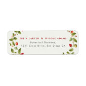 Rode zoete wilde aardbeien bloemen bruiloft etiket (Voorkant)