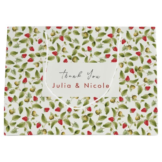 Rode zoete wilde aardbeien bloemen bruiloft groot cadeauzakje (Voorkant)