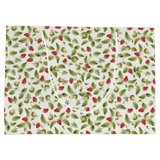 Rode zoete wilde aardbeien bloemen bruiloft groot cadeauzakje (Achterkant)