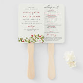 Rode zoete wilde aardbeien bloemen bruiloft handwaaier (Voorkant en achterkant)