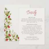 Rode zoete wilde aardbeien bloemen bruiloft informatiekaartje (Voorkant / Achterkant)