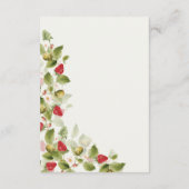 Rode zoete wilde aardbeien bloemen bruiloft informatiekaartje (Achterkant)