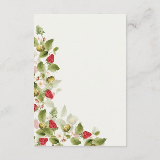 Rode zoete wilde aardbeien bloemen bruiloft informatiekaartje (Achterkant)