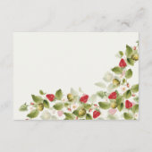 Rode zoete wilde aardbeien bloemen bruiloft informatiekaartje (Achterkant)