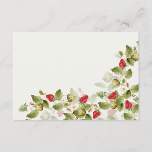 Rode zoete wilde aardbeien bloemen bruiloft informatiekaartje (Achterkant)