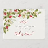 Rode zoete wilde aardbeien bloemen bruiloft menu (Voorkant)