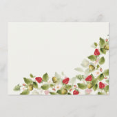 Rode zoete wilde aardbeien bloemen bruiloft menu (Achterkant)