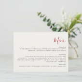 Rode zoete wilde aardbeien bloemen bruiloft menu (Staand voorkant)