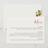 Rode zoete wilde aardbeien bloemen bruiloft menu (Voorkant / Achterkant)