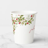 Rode zoete wilde aardbeien bloemen bruiloft papieren bekers (Voorkant)