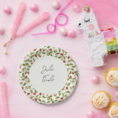 Rode zoete wilde aardbeien bloemen bruiloft papieren bordje (Feest)