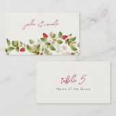 Rode zoete wilde aardbeien bloemen bruiloft plaatskaartje (Voorkant / Achterkant)