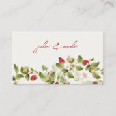 Rode zoete wilde aardbeien bloemen bruiloft plaatskaartje (Voorkant)