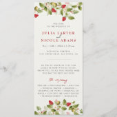 Rode zoete wilde aardbeien bloemen bruiloft programmakaart (Voorkant)