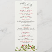 Rode zoete wilde aardbeien bloemen bruiloft programmakaart (Achterkant)