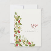 Rode zoete wilde aardbeien bloemen bruiloft RSVP kaartje (Achterkant)
