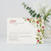 Rode zoete wilde aardbeien bloemen bruiloft RSVP kaartje (Staand voorkant)