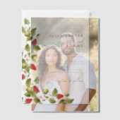 Rode zoete wilde aardbeien bloemen bruiloft vellum uitnodigingen (Offset (Koppel))