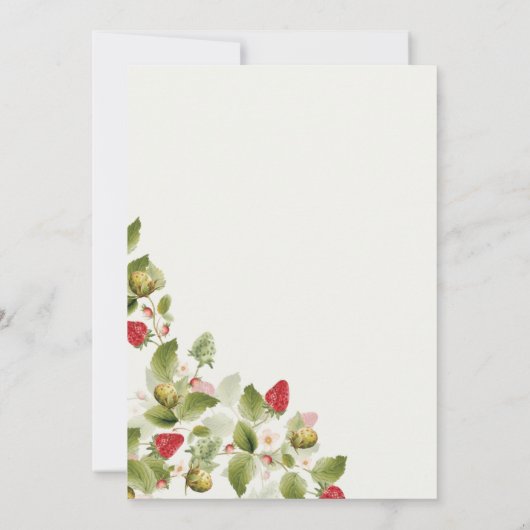 Rode zoete wilde aardbeienbloemen repetitie diner kaart (Achterkant)