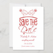 Rode zogende vogels magnetisch sparen de datum magnetische uitnodiging (Voorkant)