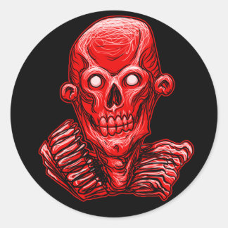 Rode Zombie Skull Head Sticker